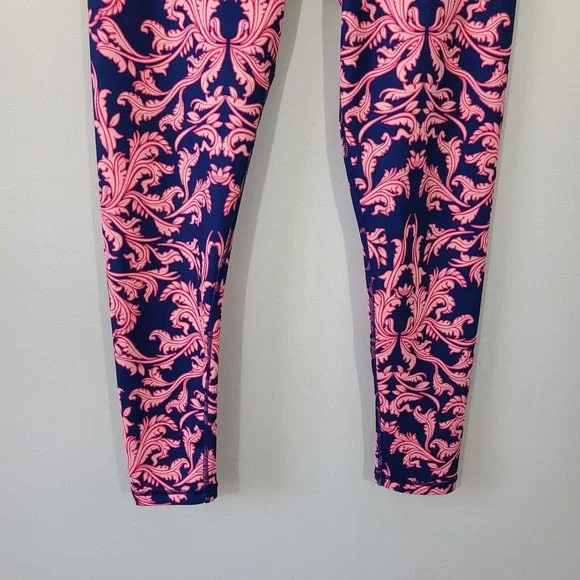 Stylish Pink and Blue Patterned Women's Leggings - Picture 6 of 10